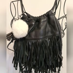 Fringe black small backpack